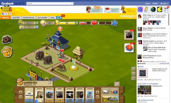 Facebook jeux sociaux ecran elargi