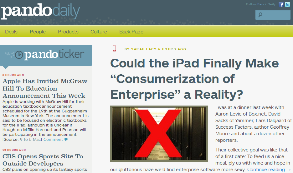 Pando Daily nouveau site de Sarah lacy avec michael arrington
