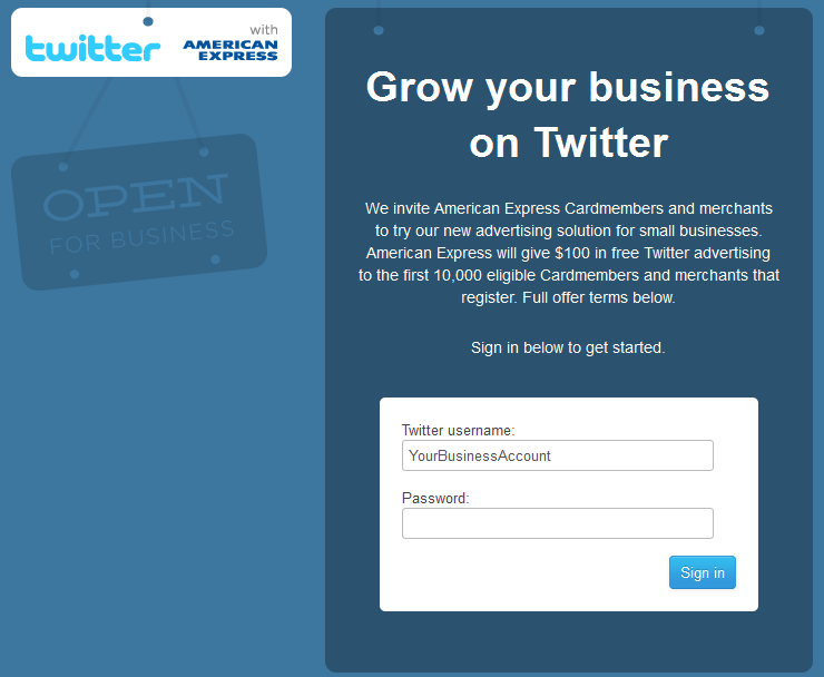 Twitter publicite en self service 10000 professionnels American Express