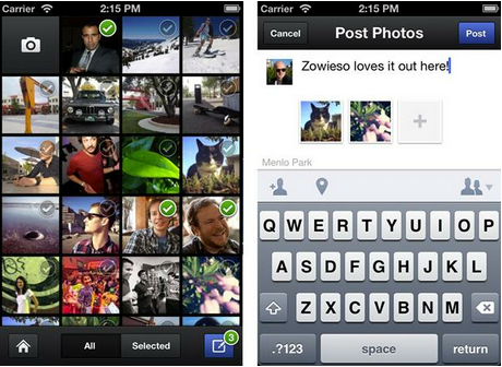 Facebook camera application mobile de partage photo