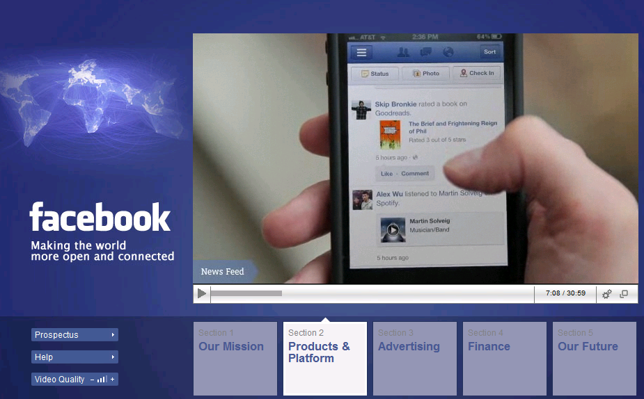 Facebook ipo roadshow newsfeed