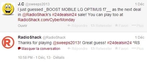 Ecommerce sur Twitter RadioShack