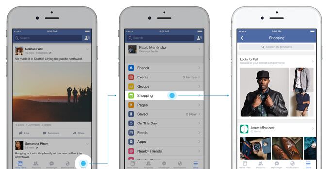 Facebook lance son flux Shopping