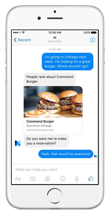 M assistant de shopping virtuel sur Facebook messenger
