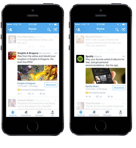 Twitter lance ses propres publicités dédiées aux installations d’Applications mobiles