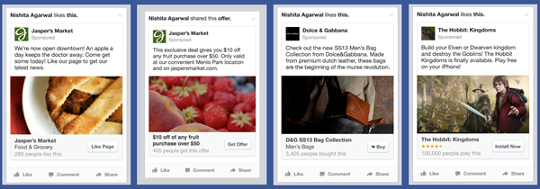 facebook alignement des formats display