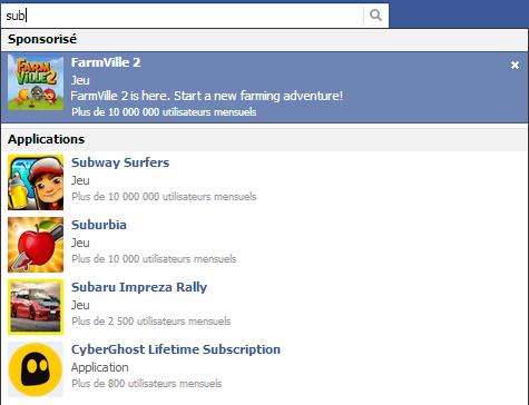 facebook sponsored results