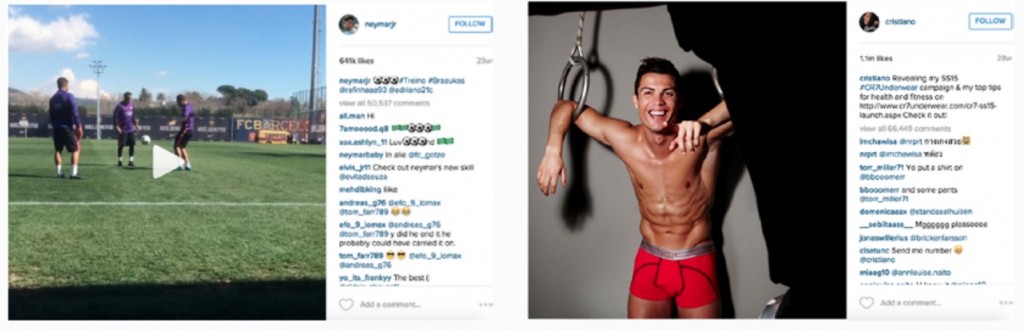 les tactiques des stars de football parmi les 50 plus grands influenceurs d'Instagram classés par engagement