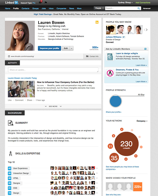 nouveau profil linkedin