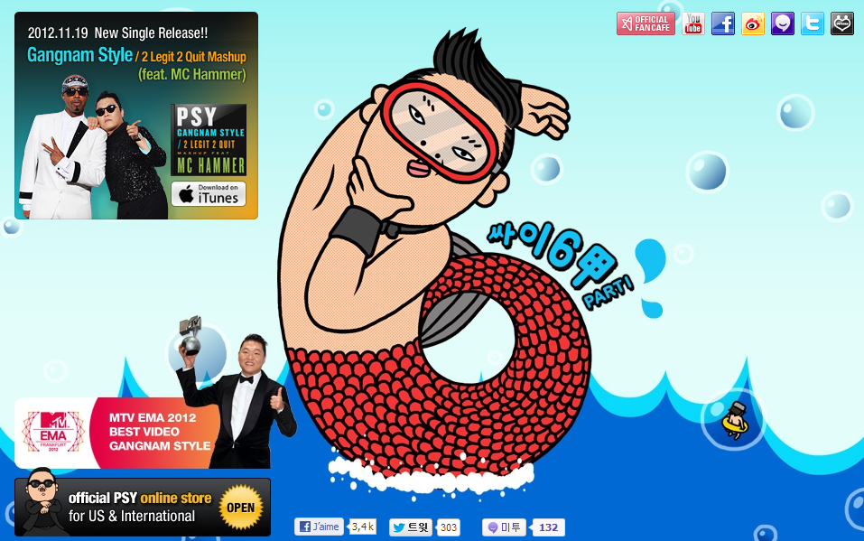 page officiel de psy gangman style sur YG entertainment