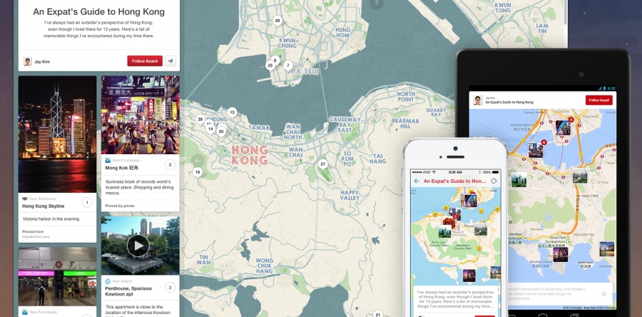 Place Pins, Pinterest lance les épingles de voyages augmentées